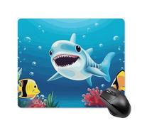 Smiling Shark Square Mouse Pad Portable Computer Mousepad with Non-Slip Rubber Base 18 * 22cm Ultra-Thin Gaming Mouse Mat for Computer Laptop Office Desk Accessories