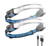 Smiling Shark TD-0123-S Headlamp, 2-Pack 2400mAh Ultra-Bright Head Lamp Flashlight Rechargeable with Hands-Free Motion Sensor, Multi-Mode LED Head Lamp with 270°Rotated for Outdoor, Camping, Hiking