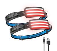 Smiling Shark TD-0123F Headlamp, Motion Sensor LED Headlight Rechargeable Fishing Head Lamp with Red Light Mode Floodlight & Spotlight Lightweight Hands-Free Headlamp for Fishing Camping (2 Pieces)