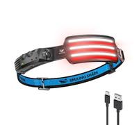 Smiling Shark TD-0123F Headlamp, Motion Sensor LED Headlight Rechargeable Fishing Head Lamp with Red Light Mode Floodlight & Spotlight Lightweight Hands-Free Headlamp for Fishing Camping (1 Piece)