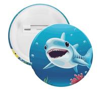 Smiling Shark Tinplate Badge Personalized Round Brooch Large Craft Button Suitable for Teachers, Nurses, Doctors, Staff, Party Gift Accessories, 5PCS, Plastic, plastics
