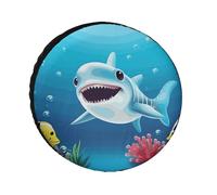 Smiling Shark Tire Covers Waterproof Anti UV Tire Cover 26inch Single Axle Wheel Covers for RV Truck SUV Trailer Universal for All Seasons