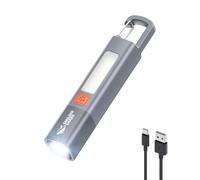 Smiling Shark Torches, G1 Small Torch USB Rechargeable LED Super Bright Waterproof with Side Light & 3 Modes & 2-in-1 Zoomable Mini Powerful Flash Lights with Hook for Camping/Emergency, Grey