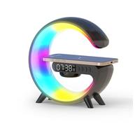 Smiling Shark Wake Up Light, Alarm Clock Wireless Charger with 10 Light Modes Button Control Sunrise Sunset Simulation Bluetooth Speaker G Lamp for Home Decor Bedroom
