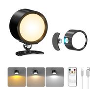 Smiling Shark Wall Light F9, 2 Pack Rechargeable Wall Lamp Indoor LED 3 Color & 4 Brightness Stepless Dimming 360° Rotate Magnetic Ball Cordless Wall Sconce Lamp for Bedroom Reading Bedside, Black