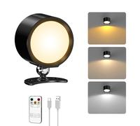 Smiling Shark Wall Light F9, Rechargeable Wall Lamp Indoor LED 3 Color & 4 Brightness Stepless Dimming 360° Rotate Magnetic Ball Cordless Wall Sconce Lamp for Bedroom Reading Bedside, Black