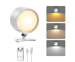 Smiling Shark Wireless Rechargeable Wall Light, LED Battery Powered Wall Light Indoor Dimmable 360° Rotate Magnetic Self Adhesive Wall Lamp no Drilling for Bedroom Bedside, White