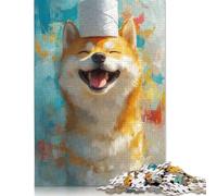Smiling Shiba Inu With Toilet Paper Hat 1000 Piece Jigsaw Puzzle Family Fun Jigsaws for Adults And Challenging Game,stress Relief Games And Unique Gifts 1000pcs (38x26cm)