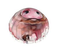 Smiling Shower Caps for Women Reusable Waterproof Shower Bonnet Large Elastic Bath Caps Double Layers Bathing Hair Caps Designed for all Hair Lengths with PEVA Lining