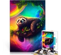 Smiling Sloth in Rainbow SkyJigsaw Puzzles for teenagers 1000 Piece Games Toys Gift is ideal as a gift for the whole family 38x26cm