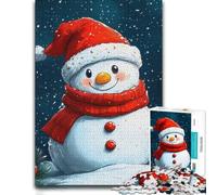 Smiling Snowman Winter Illustrated Wooden Puzzle, Adults, 1000 Pieces | Image-area sorting - a clear build method during indoor leisure.