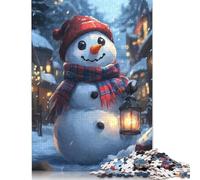 Smiling Snowman with Lantern Christmas Puzzle Jigsaw Creative Puzzles For Grown Ups 500 Piece Jigsaw Puzzles For Adults And Teenagers Jigsaw Puzzle Educational Toys Gift 500pcs (52x38cm)