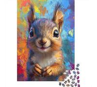 Smiling Squirrel Painting 1000-Piece Puzzle for Adults, 38x26cm/1000pcs; A Weekend Activity at Your Own Pace; White Pieces with A Smooth Surface