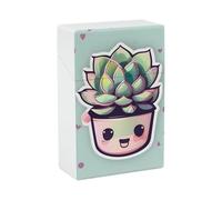 Smiling Succulents Cigarette Case Anti-Squeezing Waterproof Cigarette Packing Box with Lightweight Pocket Cigarette Storage Case for Men Women Gifts