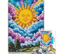 Smiling Sun Puzzles for Teenagers 1000 Pieces,Help The Brain Exercise Addictive Toys to Cultivate Patience Great Gift (75x50cm)