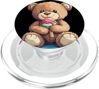 Smiling Teddy Bear Loves an Ice Cream for Boys and Girls PopSockets PopGrip for MagSafe