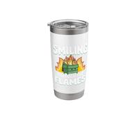 Smiling Through Flames Dumpster On Fire Funny Dumpster Fire Stainless Steel Insulated Tumbler