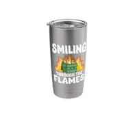 Smiling Through Flames Dumpster On Fire Funny Dumpster Fire Stainless Steel Insulated Tumbler