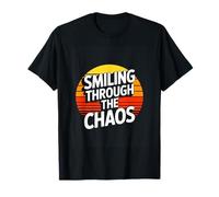 Smiling Through The Chaos Funny Retro Sunset T-Shirt