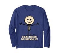 Smiling Through The Existential Rot Drawn Character Long Sleeve T-Shirt