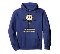 Smiling Through the Existential Rot drawn character Pullover Hoodie