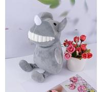 Smiling Tooth Plush Dog Toy with Squeaker, Chewable Interactive Play and Self-Entertainment for Dogs (Grey)
