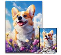 Smiling Welsh Corgi in Flowers 1000 Piece Jigsaw Jigsaw Puzzles for Adults for Parents Lovers Friends Age 14 1000 PCS(38x26cm)