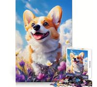 Smiling Welsh Corgi in Flowers 1000 Piece Jigsaw Puzzles for Teenagers Boost Memory Gentle Relax Premium Cut Bday Surprise (38x26cm)