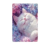Smiling White Cat Fantasy Metal Signs Tin Wall Art Decor For Bathroom Toilet Washroom Farmhouse Restroom Yard 20x30 Cm