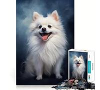 Smiling White Pomeranian 1000 Piece Jigsaw Puzzles for Teenagers Jigsaw Clear Logic Toy Peaceful Time Perfect Cut Santa Wish List (38x26cm)