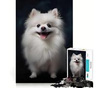 Smiling White Pomeranian Puzzles for Adults 1000 Puzzles Strengthen Memory Anxiety Relief Smooth Edge Warm Surprise (38x26cm)