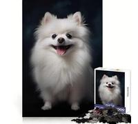 Smiling White Pomeranian Puzzles for Adults 1000 Puzzles Strengthen Memory Anxiety Relief Smooth Edge Warm Surprise (38x26cm)