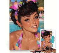 Smiling Woman by Pool 1000-piece Puzzle for Teenagers Mind Exercise Toy Mind Calm Design Assembly Cherished Gift (50x75cm)