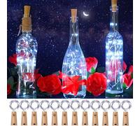 SmilingTown 12 Packs 20 LED Wine Bottle Light with Cork - Silver Wire Cork Lights Battery Operated Fairy Mini String Lights Craft White Christmas Wedding Decoration Party Lights (Cool White)