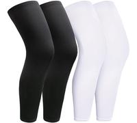 smilixin 2 Pairs Leg Sleeves,Full Leg Compression Sleeve for Men Women,Long Knee Sleeve with Anti-slip Silicone Strips, Black, White, XXL