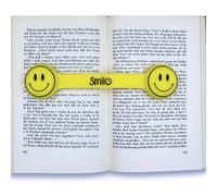 Smilo® Book Stopper, Colourful Page Holder for Relaxed Reading Pleasure, Adjustable Book Weight, Silicone Marker and Page Clip for Children and Adults in 4 Colours with Smiley Faces