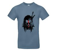 smilo & bron Unisex Crew Neck Medium Fit 100% Cotton Geronimo Indian Warrior Print T-Shirt, Blue (stone blue), M