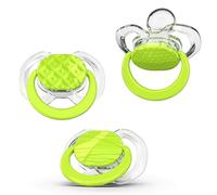 Smilo Orthodontic Pacifier, Expands to Support The Palate During Soothing, Green, Stage 1 Suitable from 0 to 3 Months (Pack of 3)