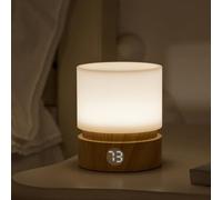 Smilodon Timer Night Light, Small LED Bedroom Lamp, Bedside Table Lamp, Night Light Kids, Baby Breastfeeding, Woodgrain, Dimmable, Battery Operated, Warm Mood Light Color