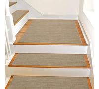 SMILOOL Non Slip Stair Rug for Wooden Steps Indoor, Square 31" x 31" Landing Mat for Wood Stairs, Matching Mats for Pet, Beige