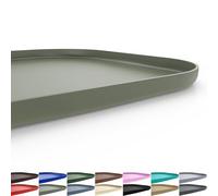 SMILOOL Silicone Pet Feeding Mat with Raised Edge for Food and Water, Dog Bowl Mats, Cat Bowls Placemat with High Lip for Floor Waterproof, Rubber Tray for Cats and Dogs 24 x 16 x0.8 Light Olive Green
