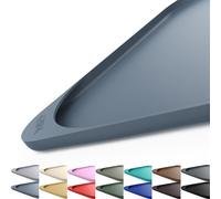 SMILOOL Silicone Pet Feeding Mat with Raised Edge & Residue Collection Pocket for Food and Water, Dog Bowl Mats, Cat Bowls Placemat with High Lip for Floor Waterproof, 24 x 16 x 0.8 Slate Blue