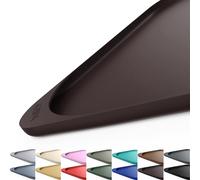 SMILOOL Silicone Pet Feeding Mat with Raised Edge & Residue Collection Pocket for Food and Water, Dog Bowl Mats, Cat Bowls Placemat with High Lip for Floor Waterproof, 22 x 14 x 0.8 Dark Brown
