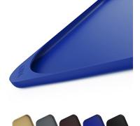 SMILOOL Silicone Pet Feeding Mat with Raised Edge & Residue Collection Pocket for Food and Water, Dog Bowl Mats, Cat Bowls Placemat with High Lip for Floor Waterproof, 22 x 14 x 0.8 Navy Blue