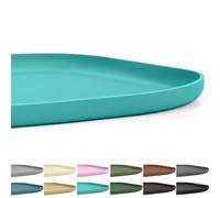 SMILOOL Small Silicone Pet Food Mat with Raised Edge for Food and Water Bowl, Square Dog Feeding Mats, Cat Food Trays for Floor Waterproof, Rubber Tray for Dogs and Cats, 12 x 12 x0.7 Dark Turquoise