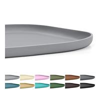 SMILOOL Small Silicone Pet Food Mat with Raised Edge for Food and Water Bowl, Square Dog Feeding Mats, Cat Food Trays for Floor Waterproof, Rubber Tray for Dogs and Cats, 12 x 12 x 0.7 Light Gray