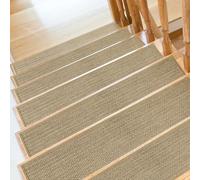 SMILOOL Stair Treads Non Slip for Wooden Steps Indoor 9" x 36" 8 Pack Extra Wide Stair Tread Carpet Stairs Runner, Step Pads with Reusable Adhesive for Dogs Kids Elders, Machine Washable, Beige