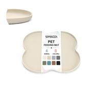SMILOOL Waterproof Silicone Pet Food Mat with Raised Edge for Dog & Cat