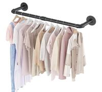 SMILOVII Wall Mounted Clothes Rail, Industrial Clothes Rail Wall Mounted, 92cm Walls Mounted Garment Rail Heavy Duty - Versatile Metal Hanging Rail for Home, Shops, and Closets