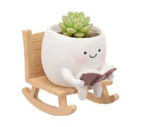 Smily Face Planter Pot Cute Rocking Chair Plant Pots Swing Succulent Pot with Drainage Hole Indoor Outdoor Unique Sit Rocking Chair Succulent Pots Gift for Mother Women Man Appreciation Birthday